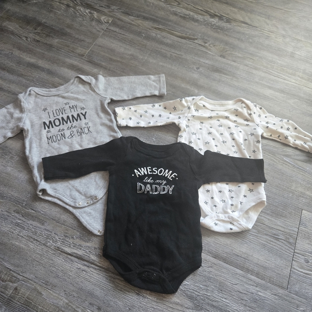 3-6M Boys Black and Gray Kids One Piece Set